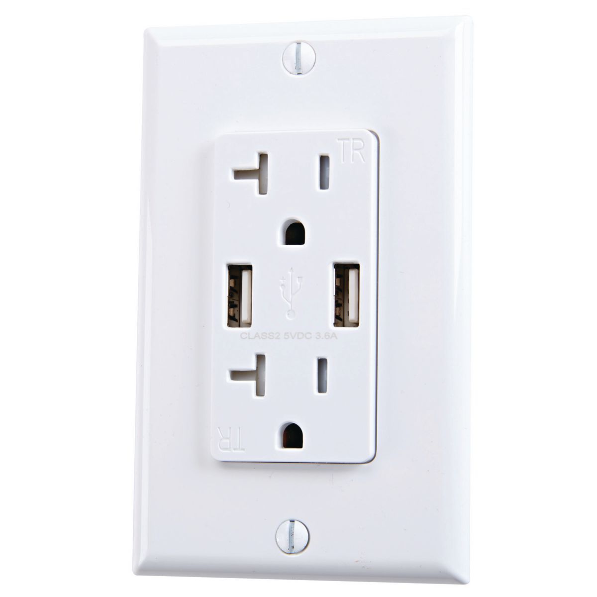 20 Amp 125v 2 USB Rapid Charging Outlet J7614