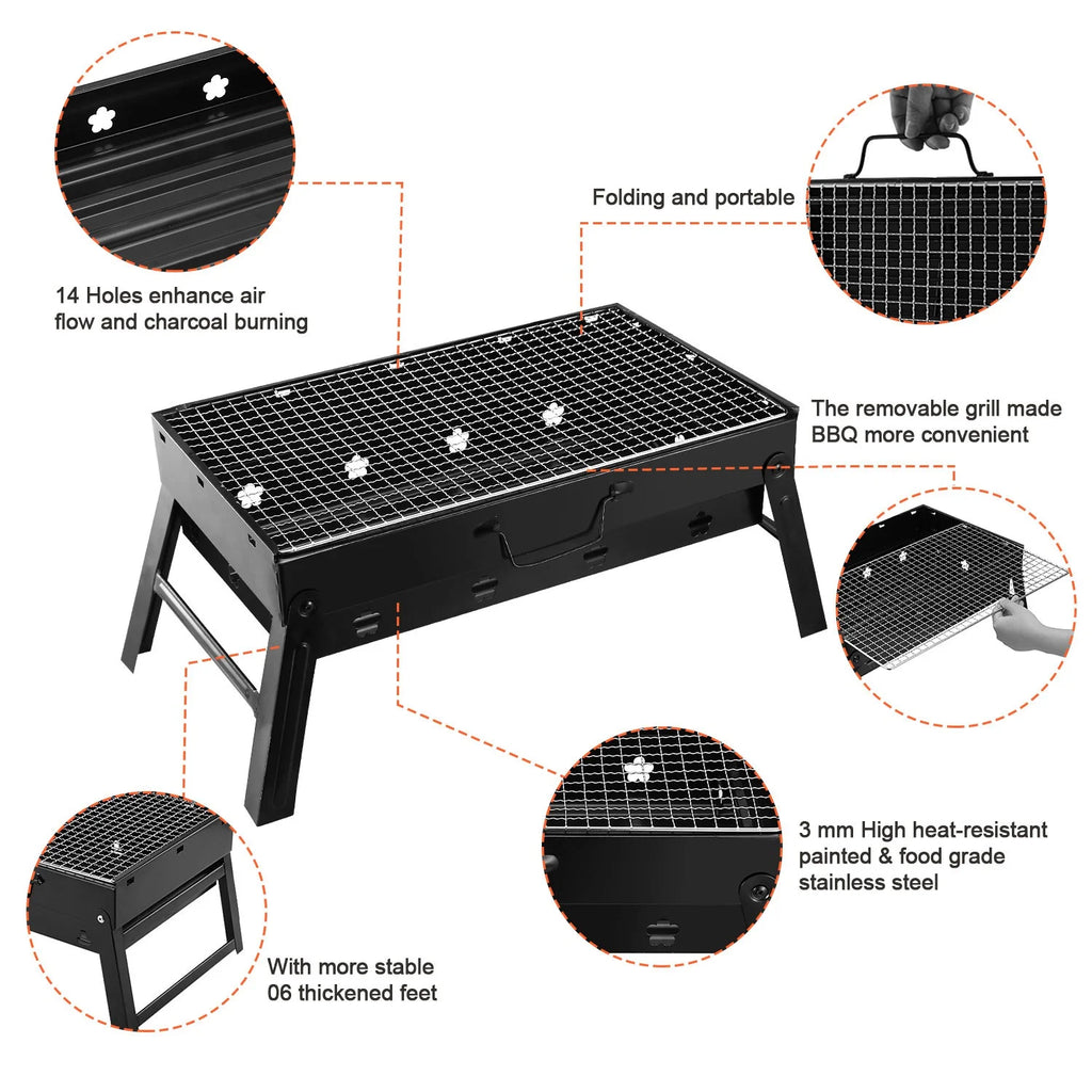 Charcoal Grill Portable Folding Stainless Steel Grill Z65380