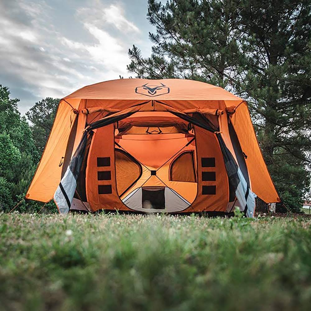 Orange 8 Person Pop Up Camping Hub Tent with Screen Room E678