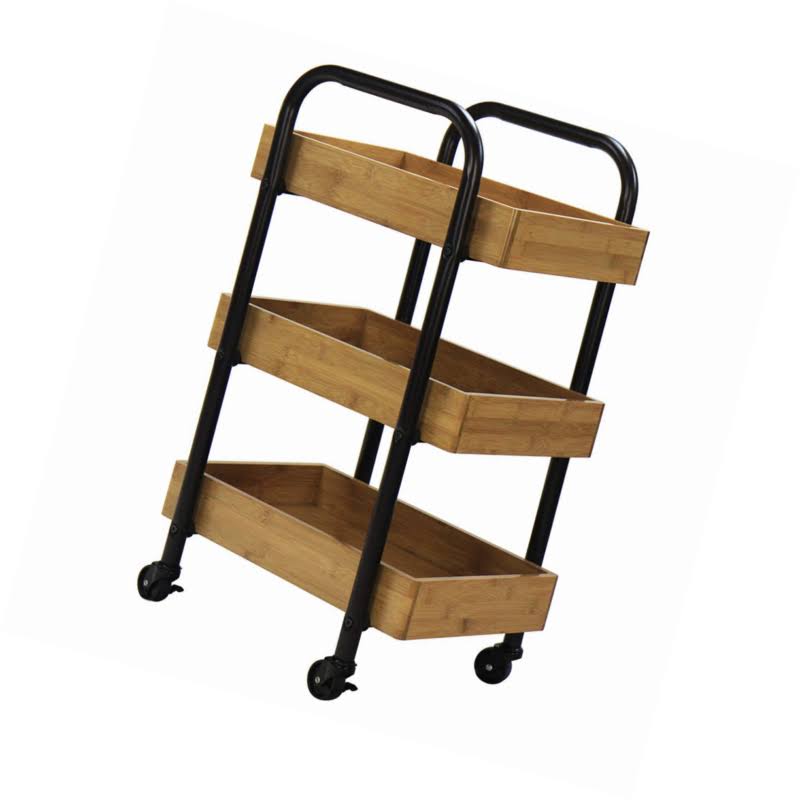 Portable Storage Cart with 3 Removable Bamboo Trays E8426