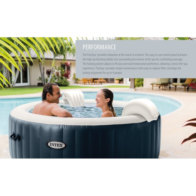 6 Person 170 Jet Vinyl Round Inflatable Hot Tub in Dark Blue B757