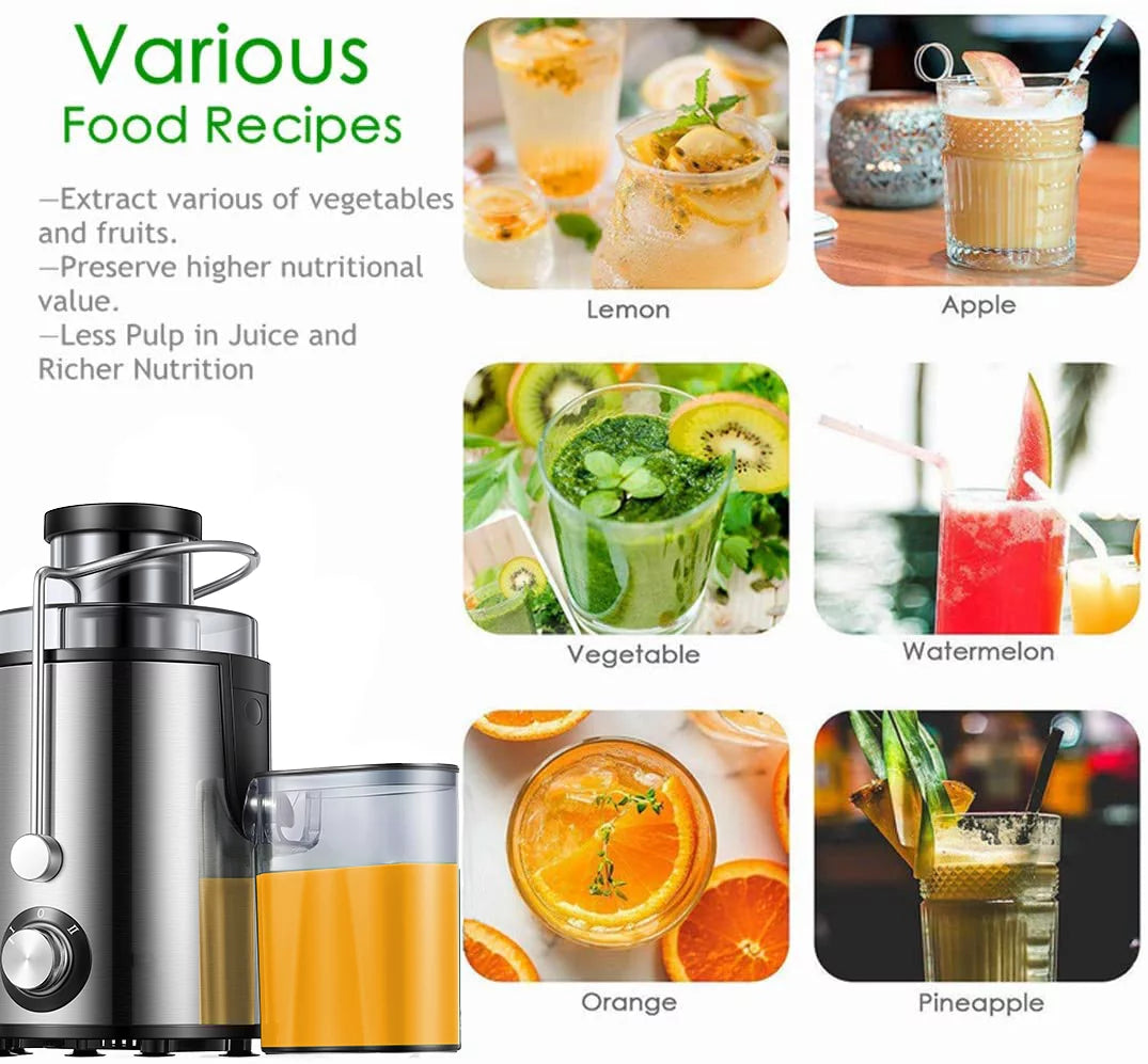 Stainless Steel Compact Centrifugal Juicer with 3'' Wide Mouth K489
