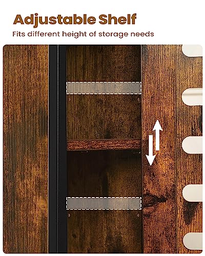 Black Bathroom Storage Cabinet with 4 Wheels and Adjustable Shelf E95059