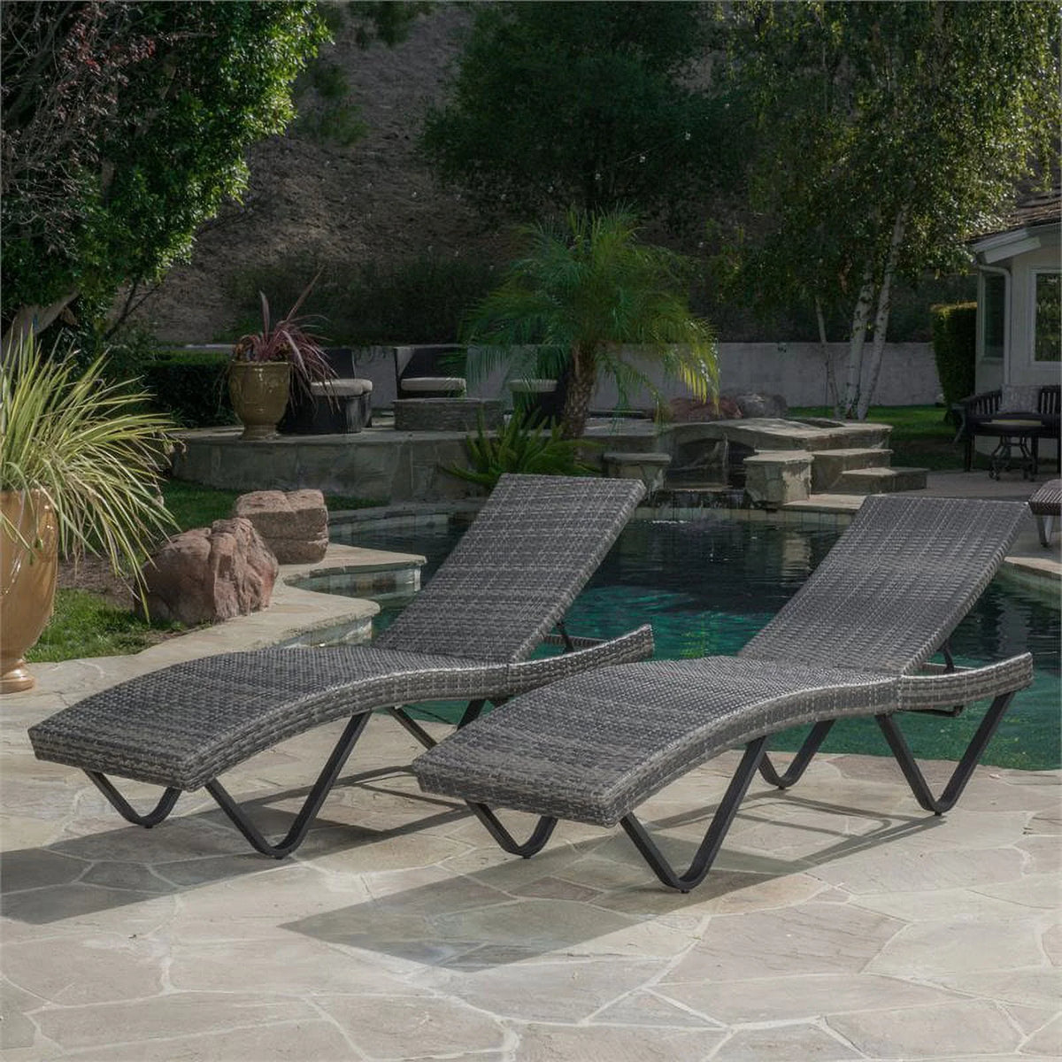 Gray Chaise Lounge Set of 2 D327987