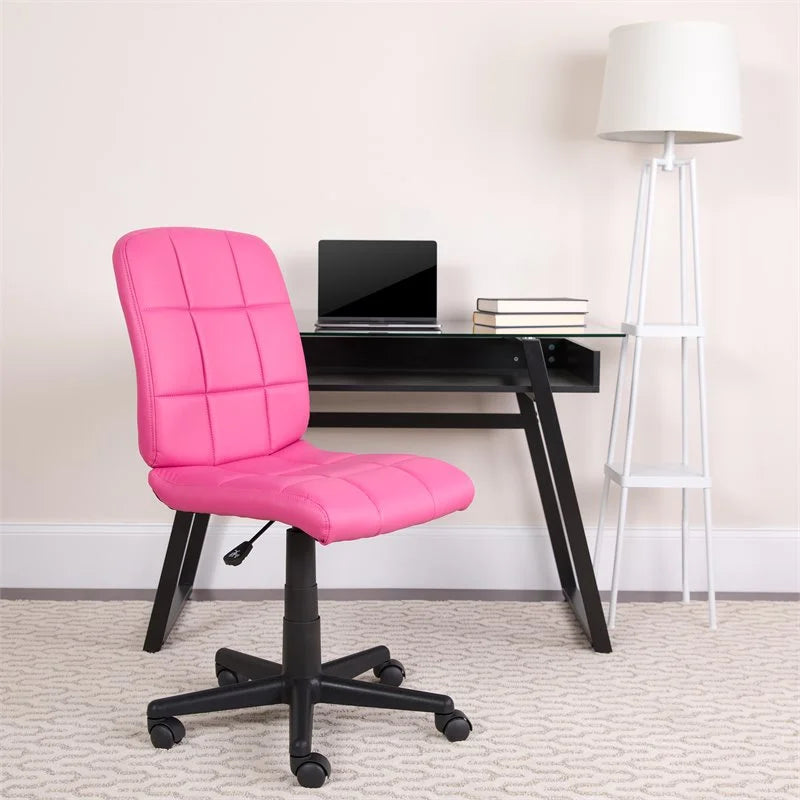 Pink Quilted Office Swivel Chair L862