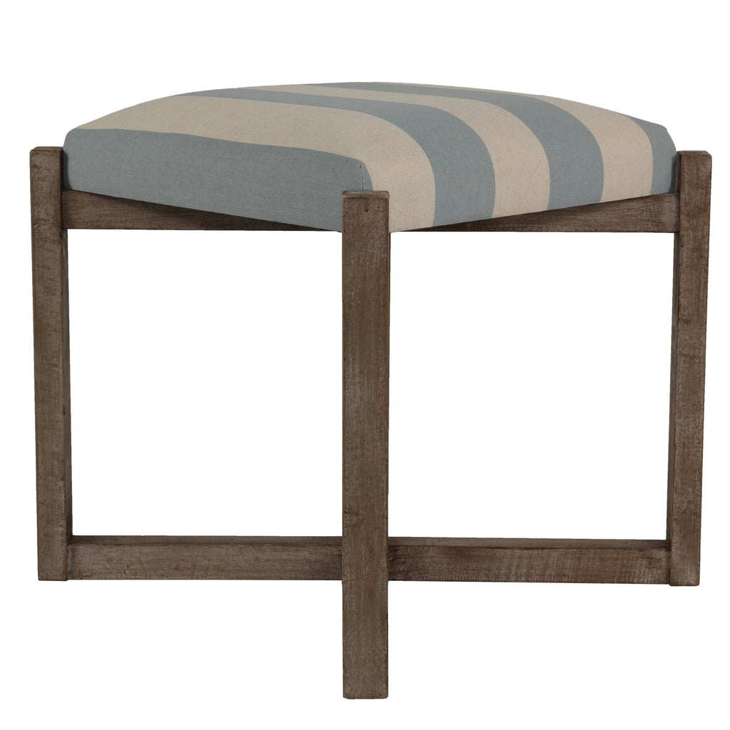 Blue and White Striped Square Ottoman D519119