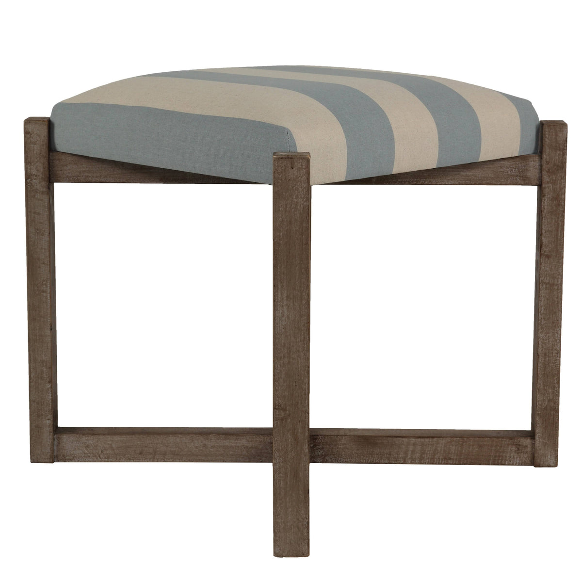 Blue and White Striped Square Ottoman D519119