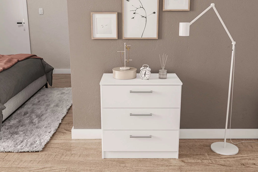 White 3 Drawer Wood Dresser I716341