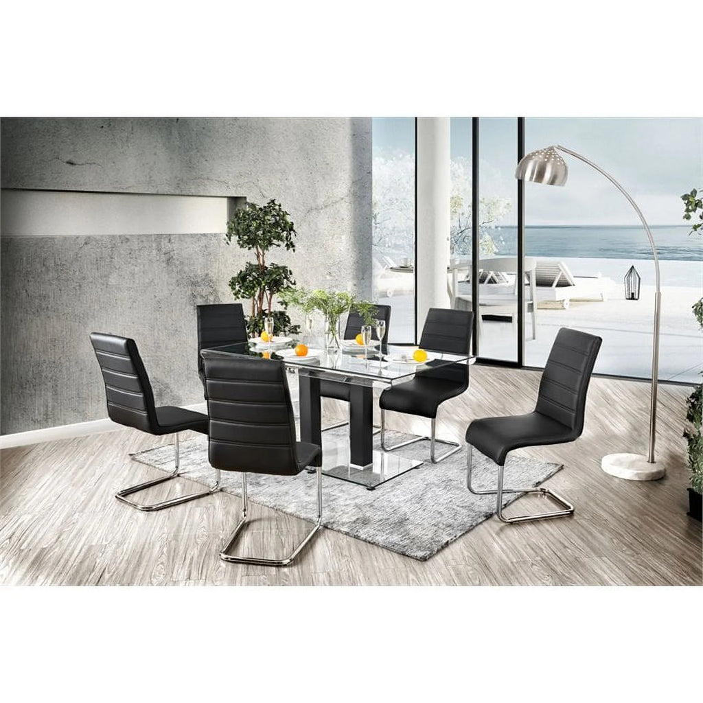 Glass Top Dining Table in Black and Silver E681835