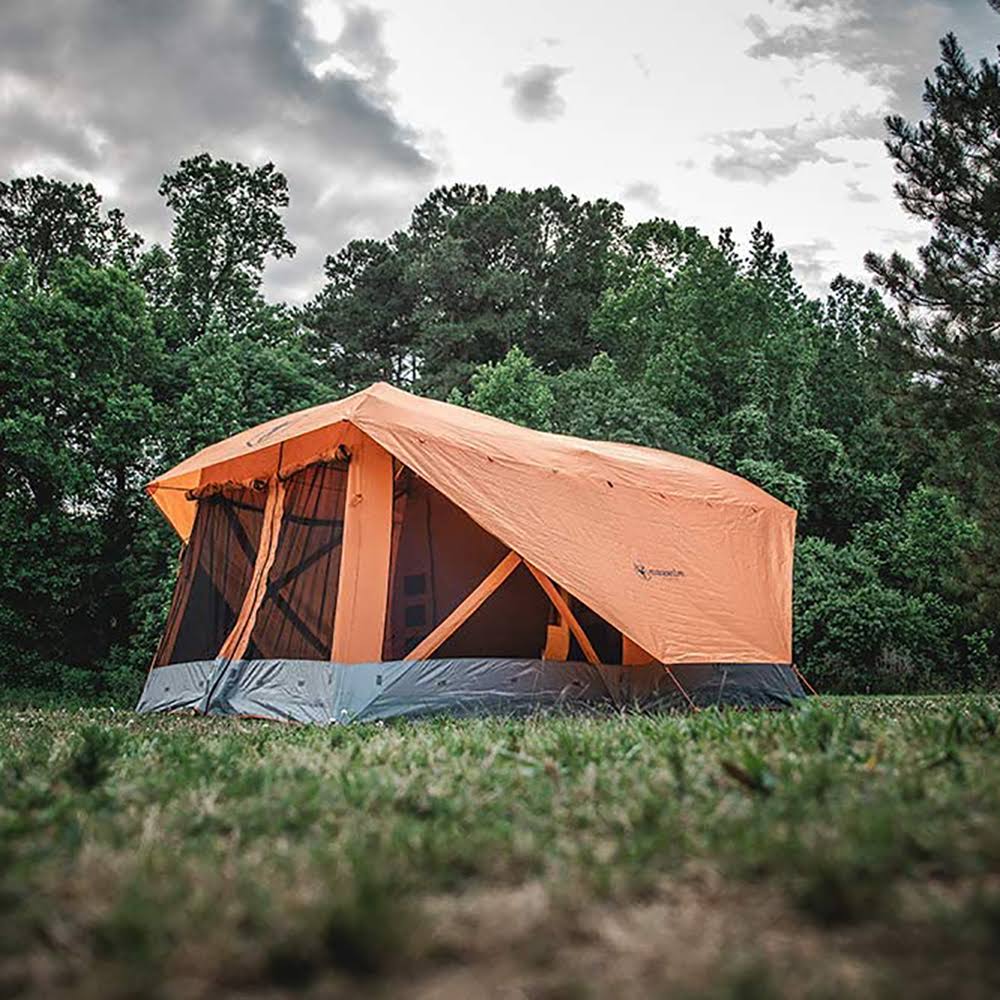 Orange 8 Person Pop Up Camping Hub Tent with Screen Room E678
