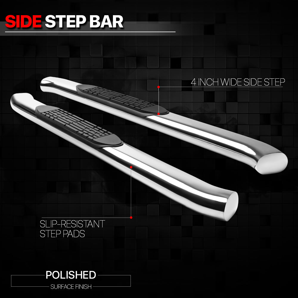 Chrome 4" Oval Curved Side Step Nerf Bar X729