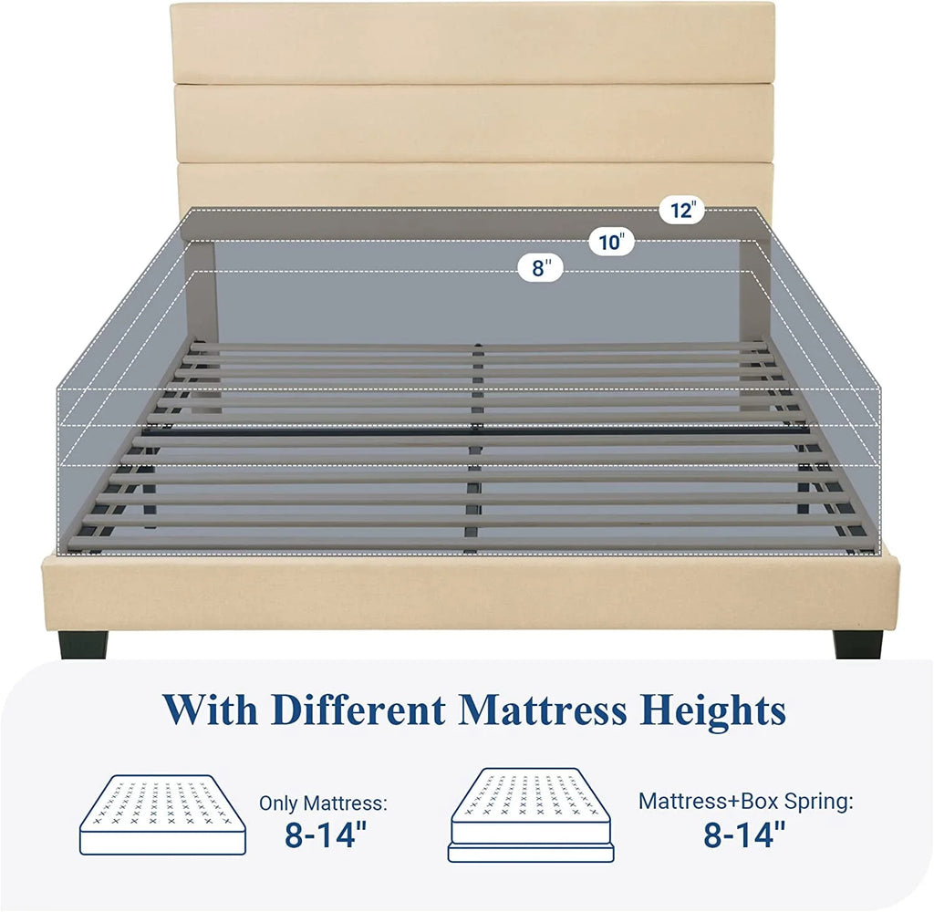 Queen Size Fabric Upholstered Platform Bed Frame B882848