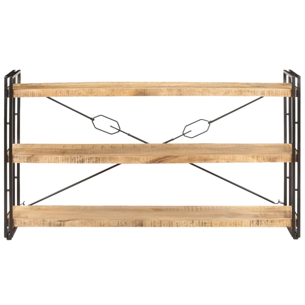 3-Tier Mango Wood Bookcase with Storage Shelves Y30228
