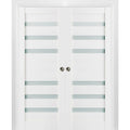 Sliding French Double Pocket Doors 36 x 96 inches Frosted Glass Solid Wood Interior Doors D634529