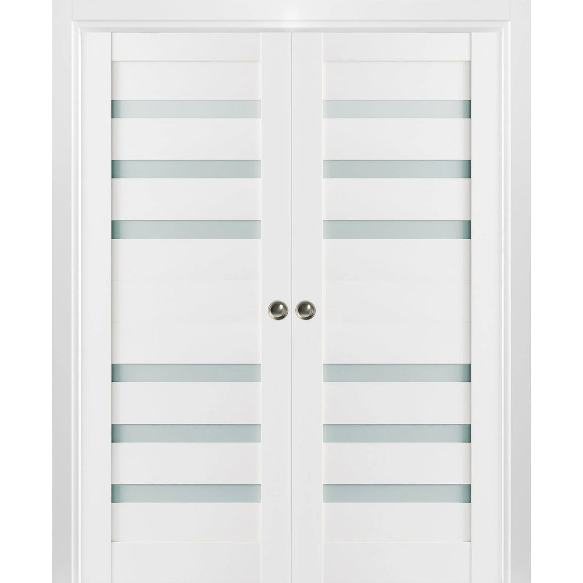 Sliding French Double Pocket Doors 36 x 96 inches Frosted Glass Solid Wood Interior Doors D634529