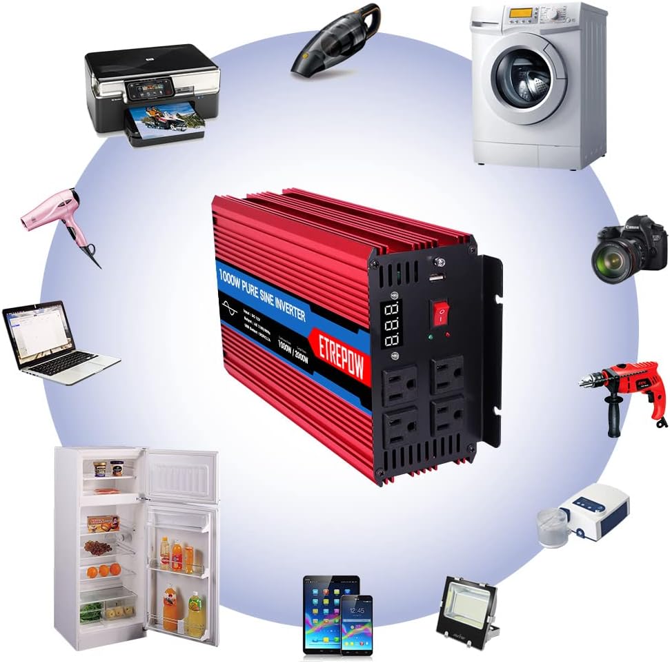 2000 Watt Pure Sine Wave Power Inverter 12V DC to 110V AC G912829