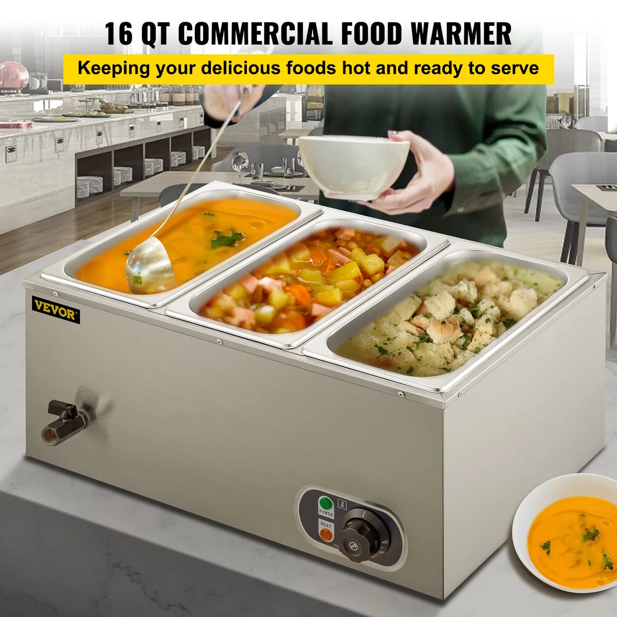 1200W Stainless Steel Commercial Food Warmer P991