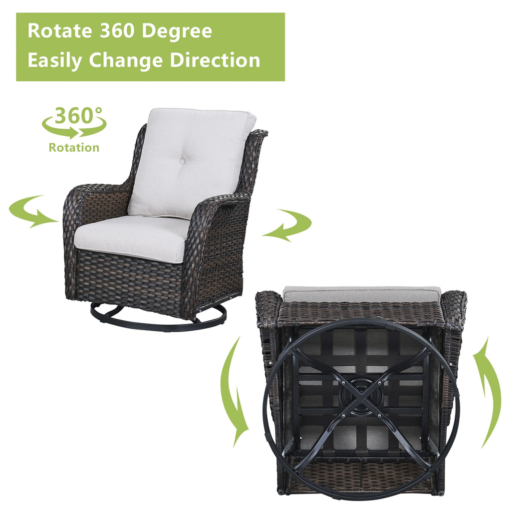 Brown Wicker Swivel Glider Club Chairs Set of 2 S45608