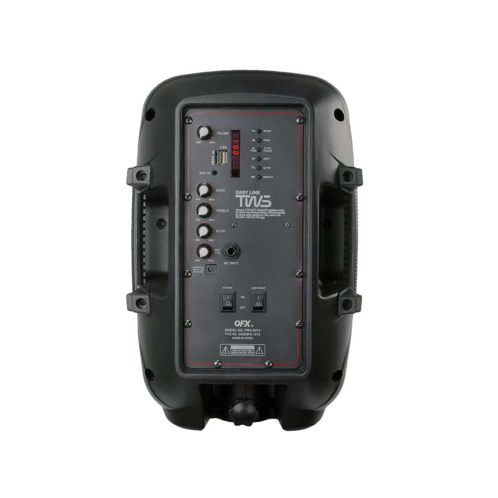 8” Bluetooth Rechargeable Speaker with LED Party Lights and Wired Microphone U190598