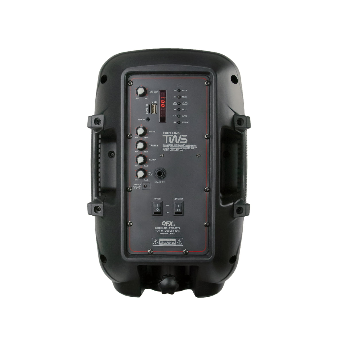 8” Bluetooth Rechargeable Speaker with LED Party Lights and Wired Microphone U190598
