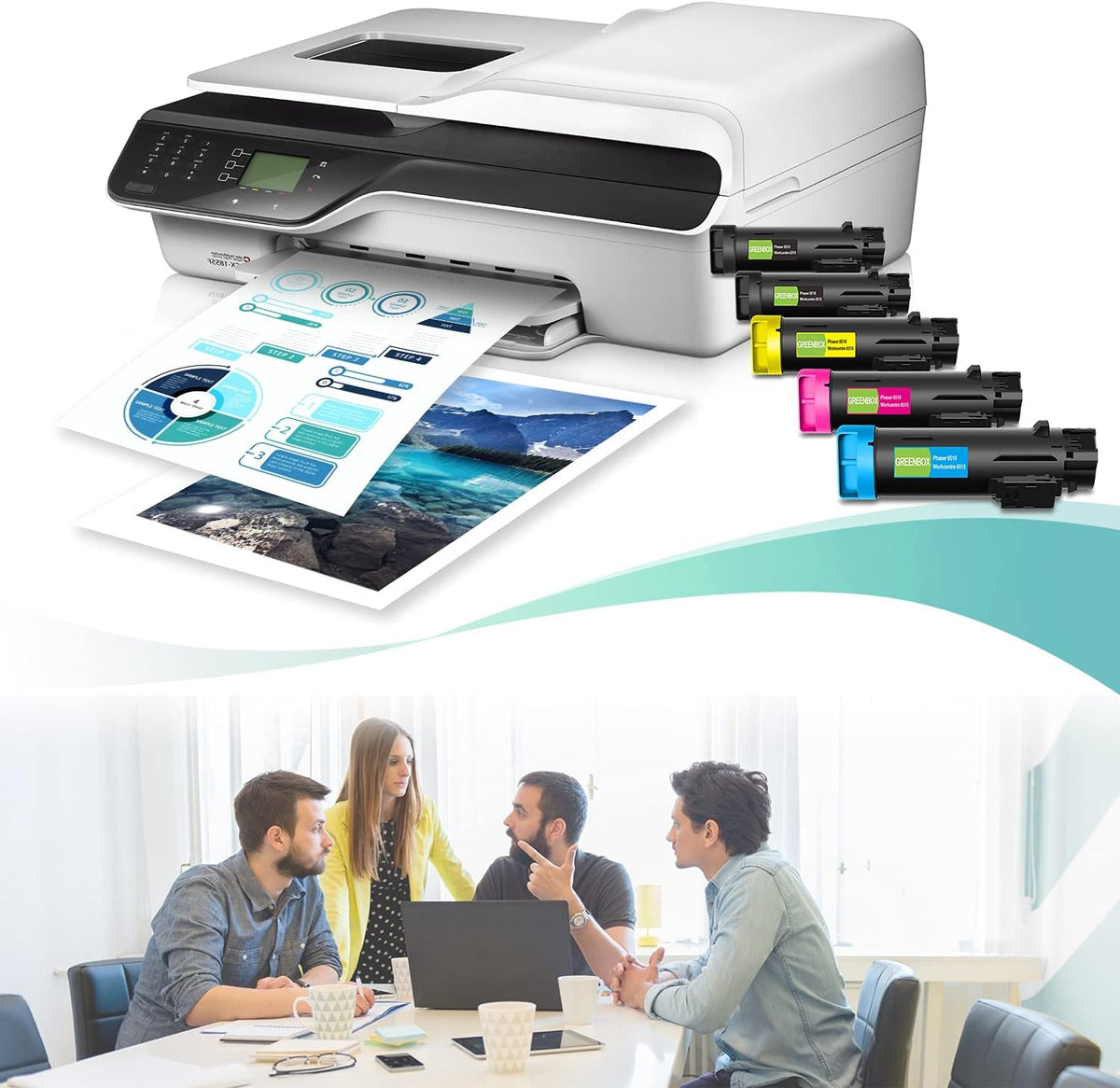 Remanufactured Toner Cartridge High Yield (2 Black 1 Cyan 1 Magenta 1 Yellow) E124125