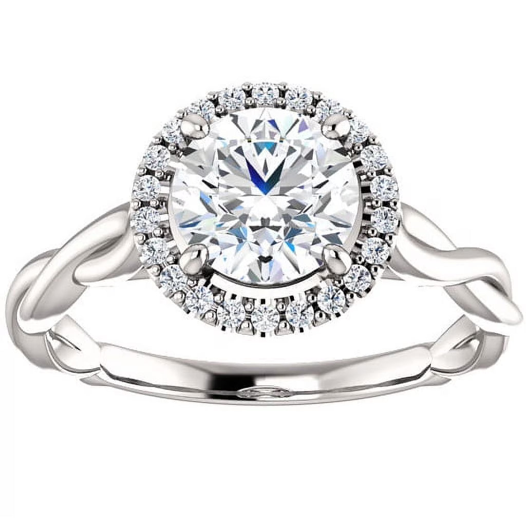 14K White Gold Halo Ring B971