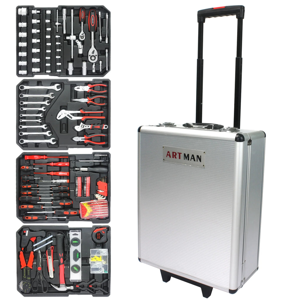 899PCS White Hand Tool Set with Rolling Tool Box M83750