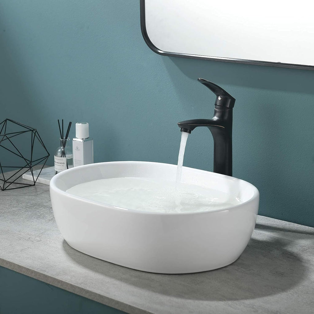 Modern Oval White Porcelain Ceramic Bathroom Vessel Sink N2220