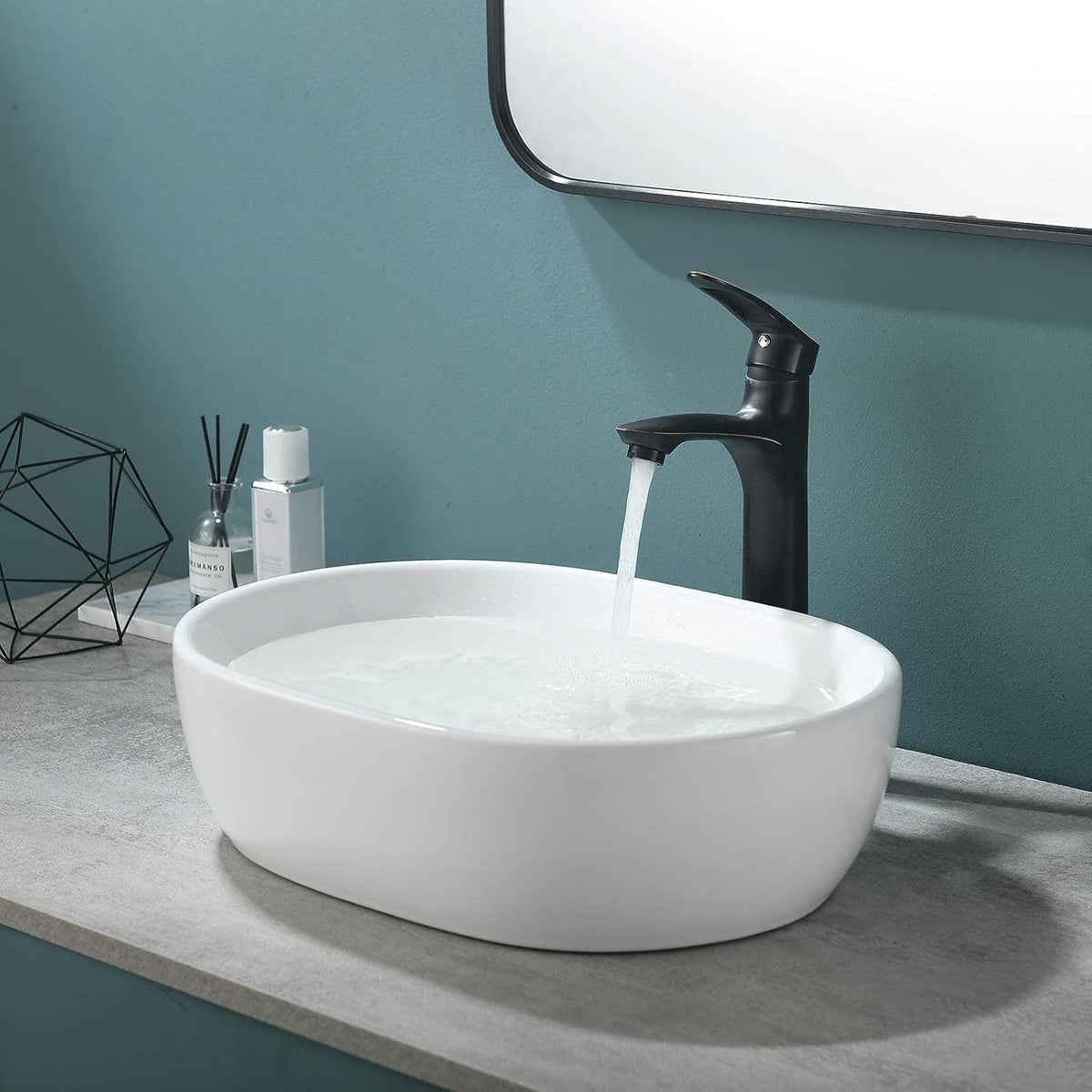 Modern Oval White Porcelain Ceramic Bathroom Vessel Sink N2220
