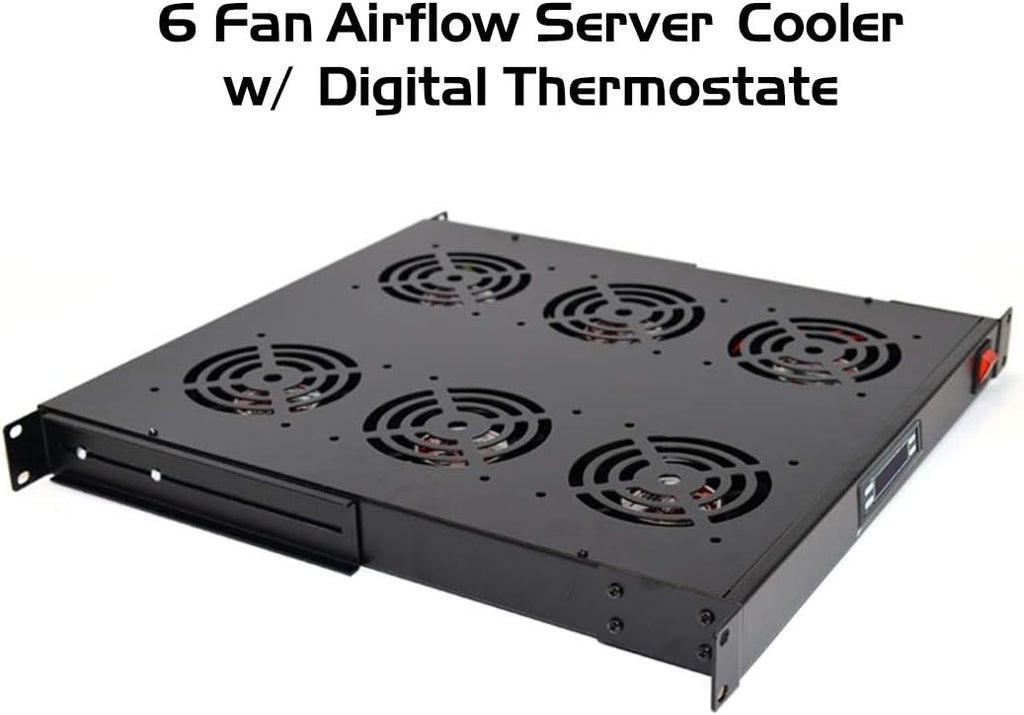 6 Cooling Fans for 19'' Server Cabinet with Thermostat Gauge G538181