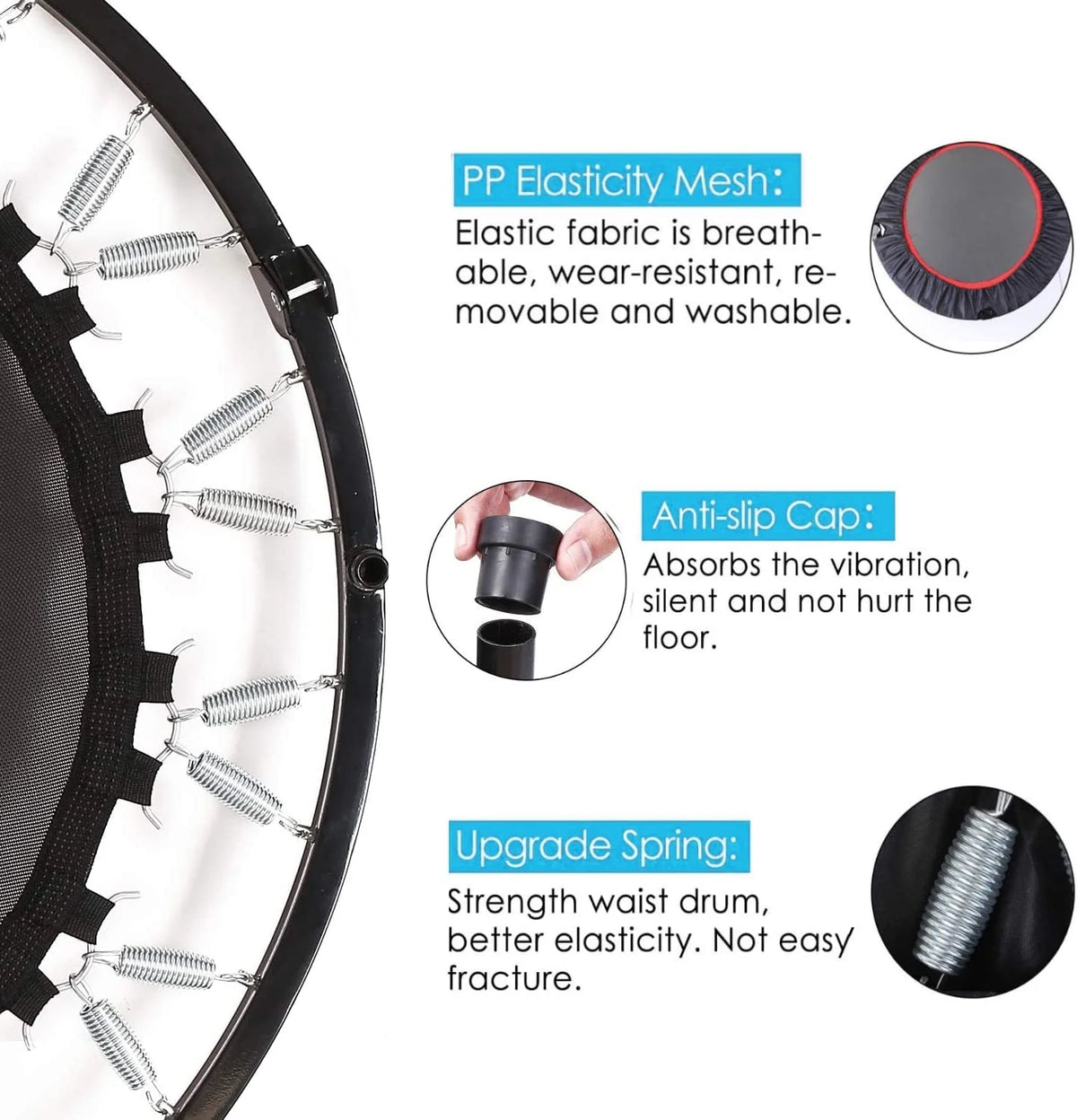 40 Foldable Mini Trampoline with Handrail X1249