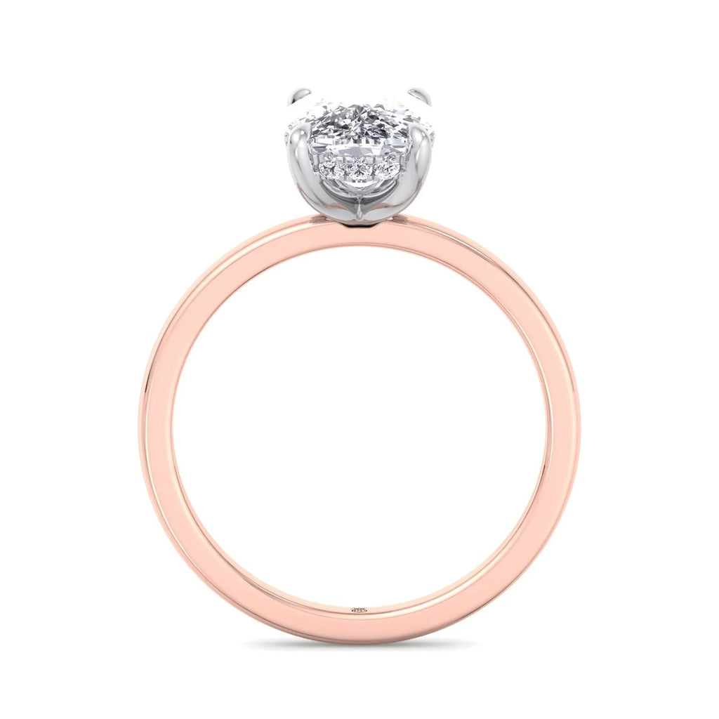 Two Tone Moissanite Elongated Cushion Cut Engagement Ring with Hidden Halo W4970