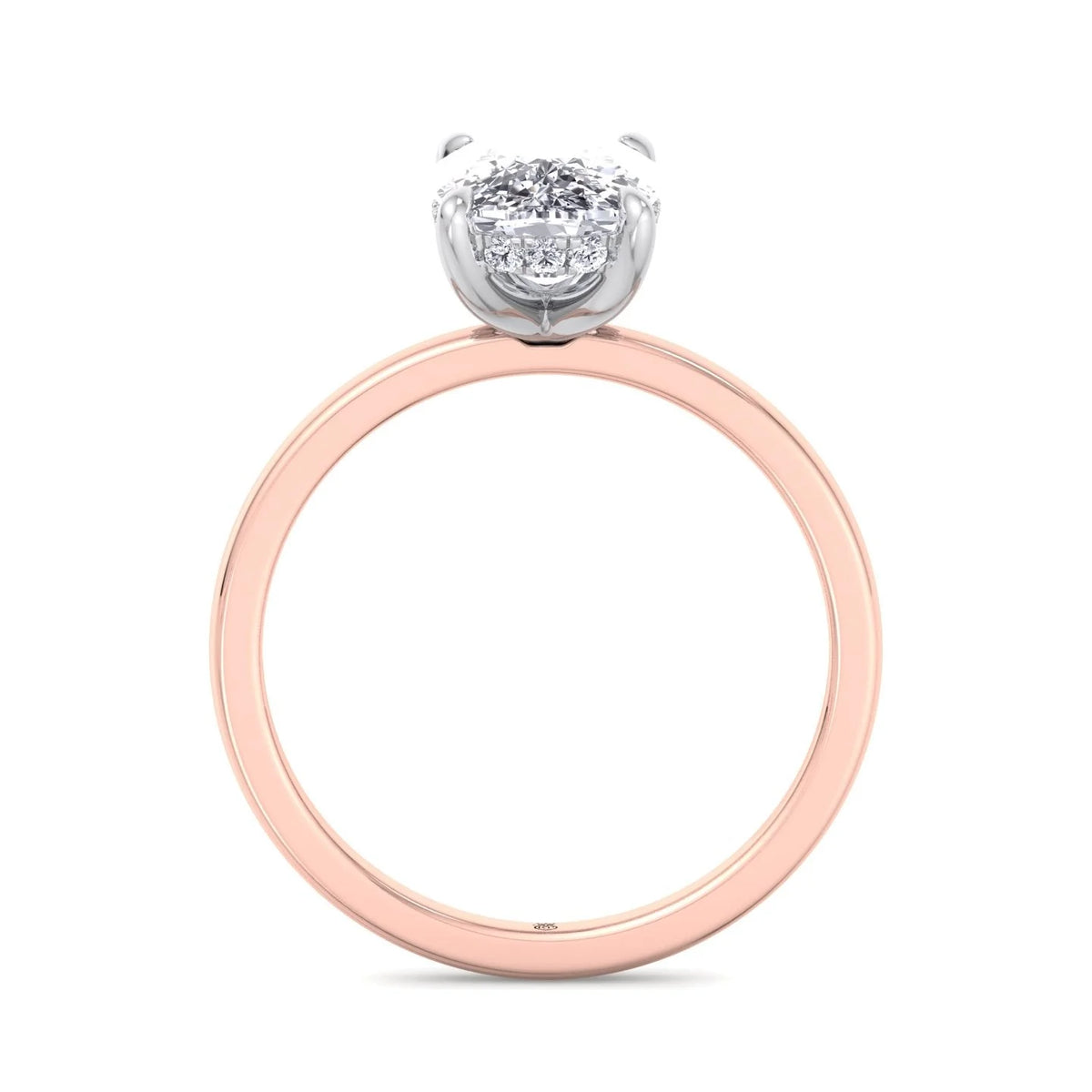 Two Tone Moissanite Elongated Cushion Cut Engagement Ring with Hidden Halo W4970