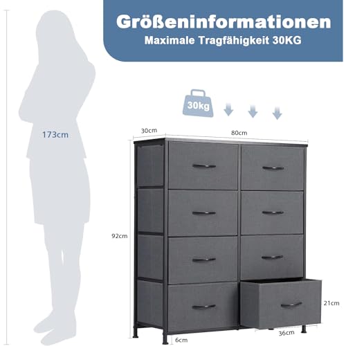 Black 6 Fabric Drawer TV Stand O3934