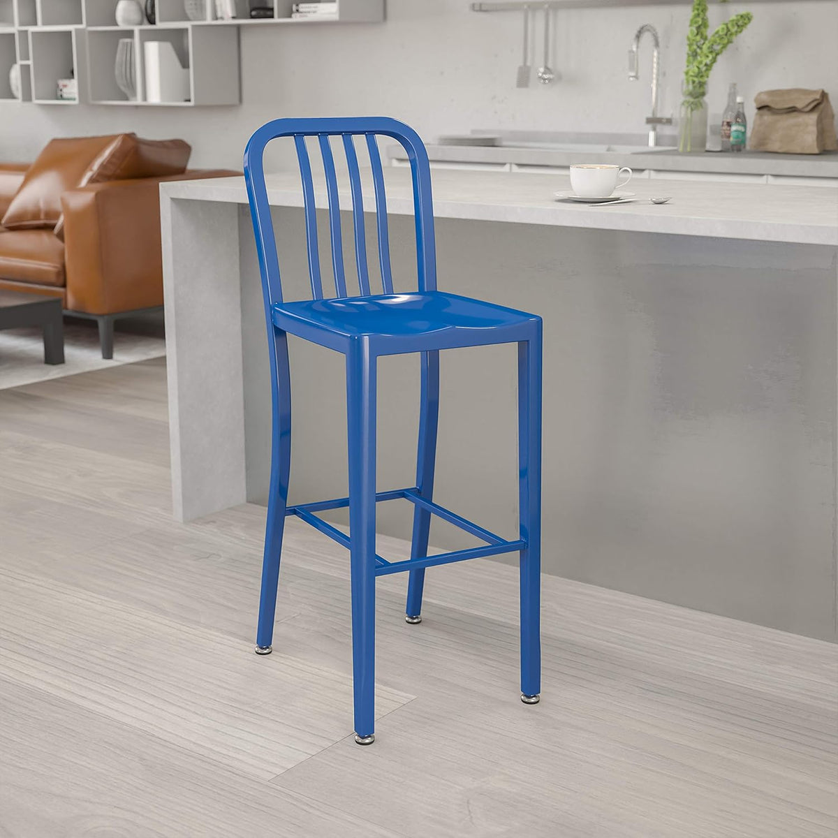 Red Metal Indoor-Outdoor Barstool Y491026
