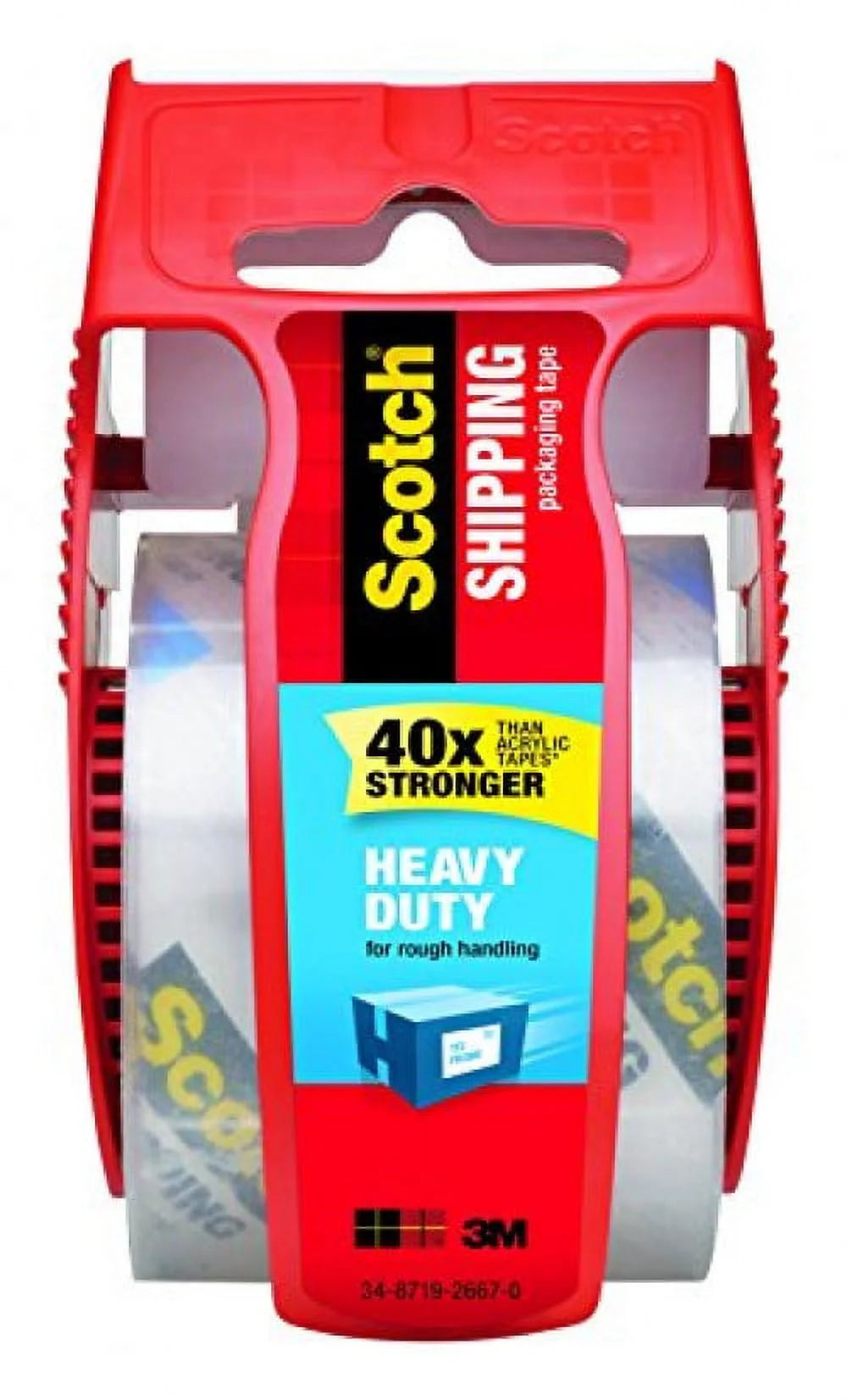 Heavy-Duty Packaging Tape With Dispenser, 1.88" X 66.66 Ft, Clear, 6/Pack K200207