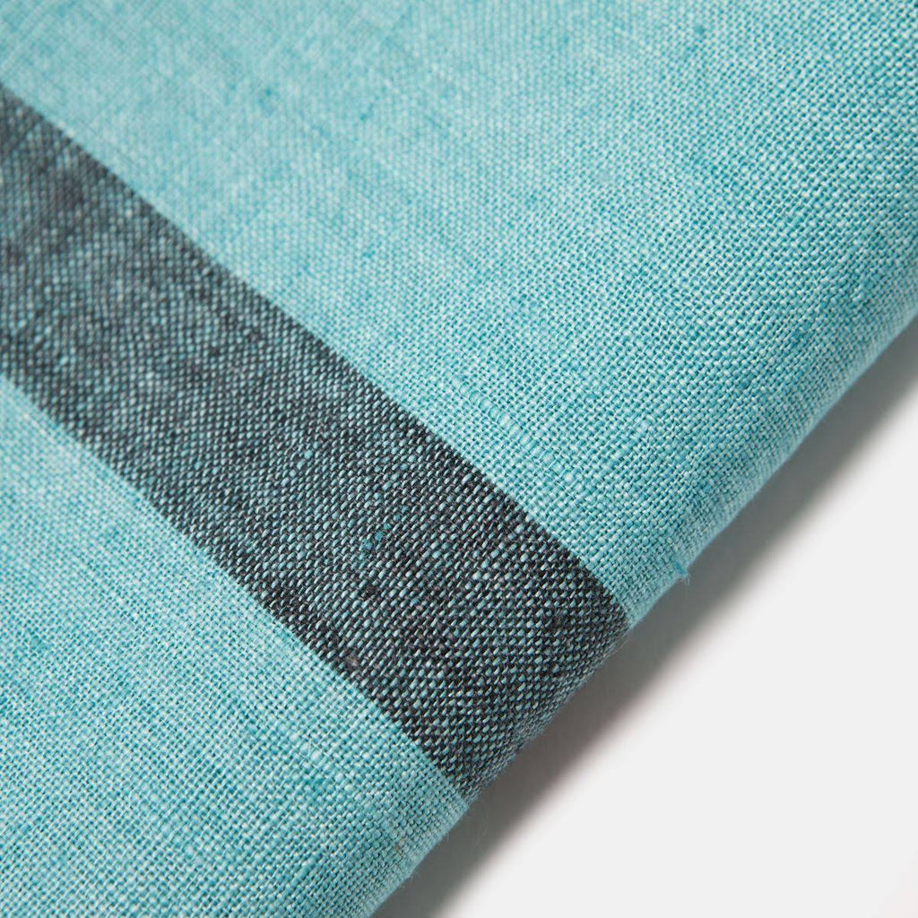 Aqua & Charcoal Linen Napkins, Set of 4 E633