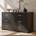 Black 6 Drawer Wood Dresser W930