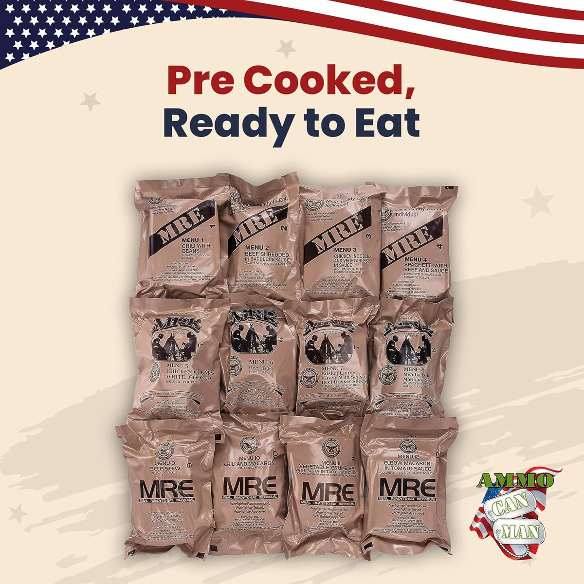 12ct US Military Surplus MRE Meals Ready to Eat Y7276