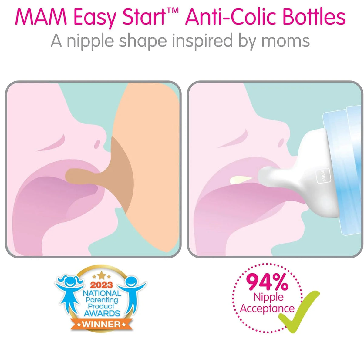 Peach 9 oz 3-Count Baby Bottles with Silicone Nipple H471378