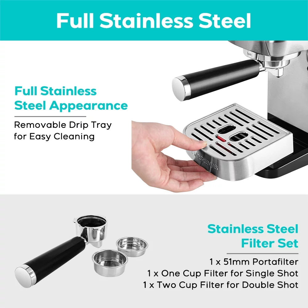 20 Bar Espresso Machine with Milk Frother P388647