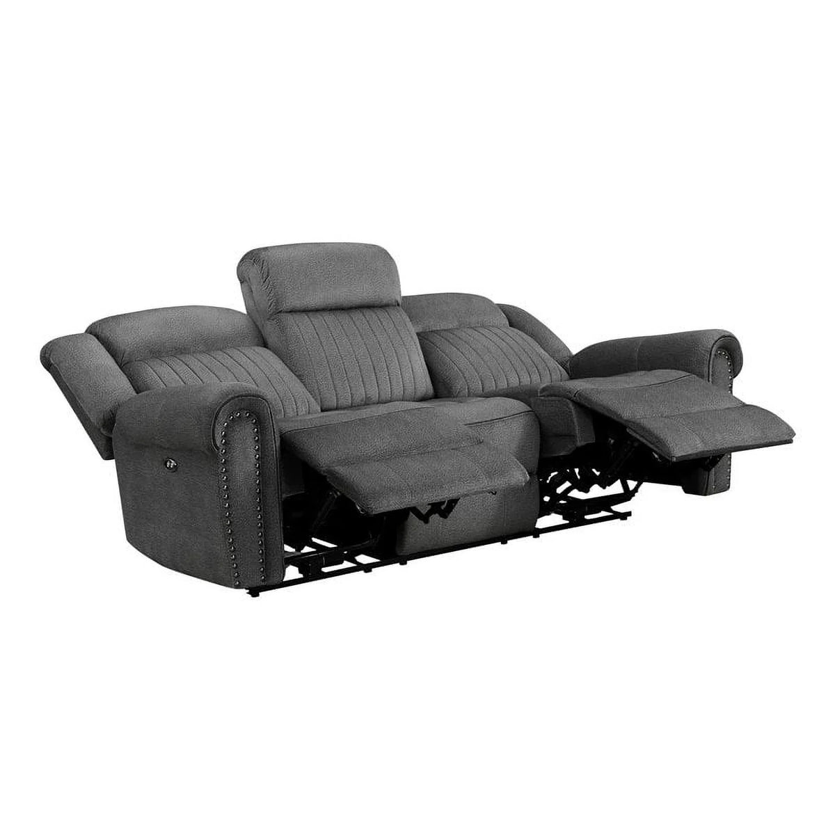 Charcoal Wood Microfiber Double Reclining Sofa M178