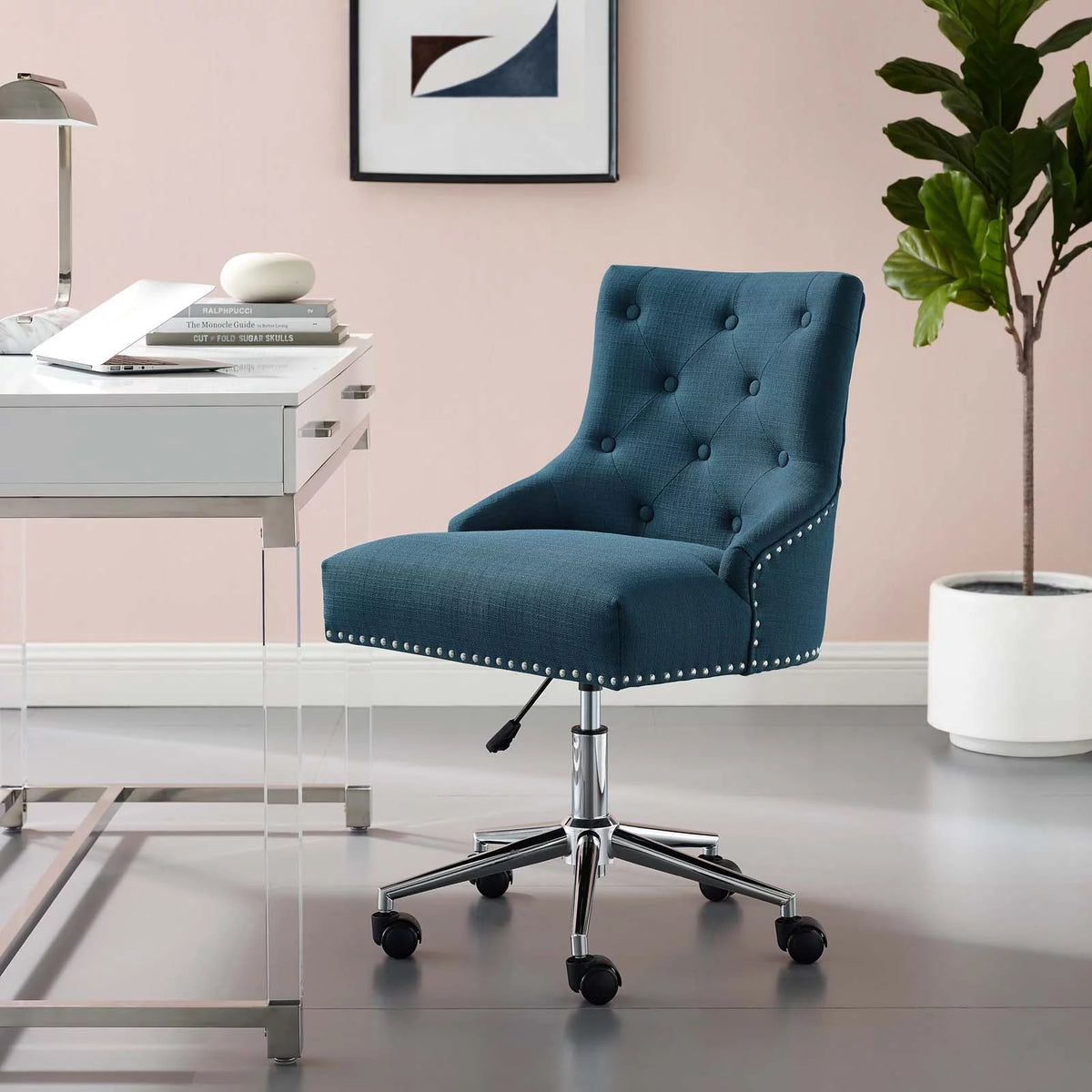 Azure Tufted Upholstered Fabric Swivel Office Chair B165184