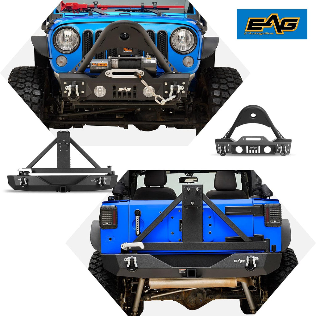 Front Bumper Stinger and Rear Bumper with Tire Carrier Bumper Combo J373898