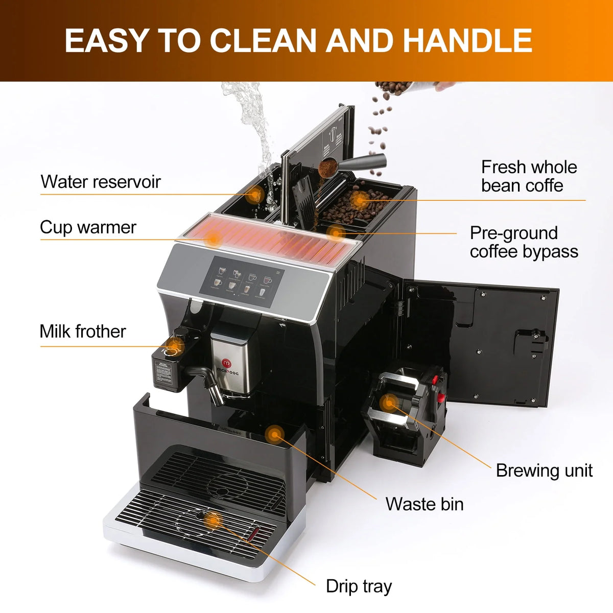 Black Super automatic Espresso Coffee Machine D682