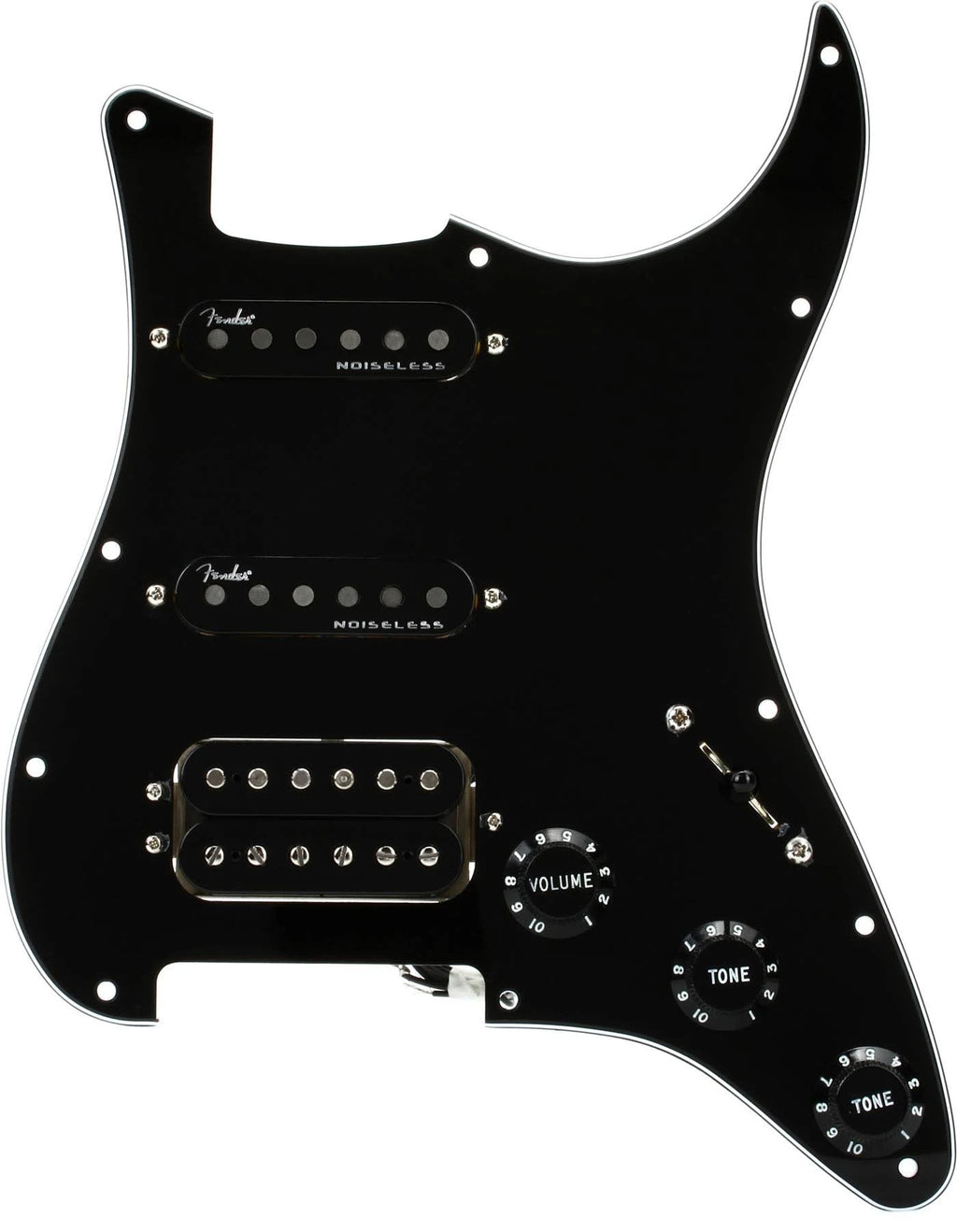 Black 3-Ply Pre-Wired Stratocaster Pickguard V3177