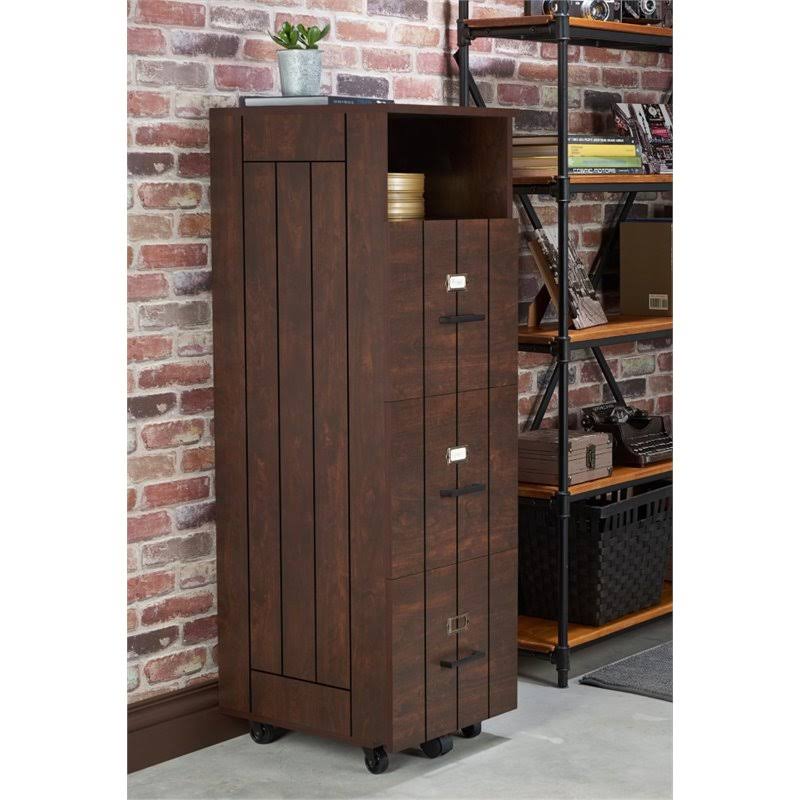 Industrial Filing Cabinet in Vintage Walnut A67423