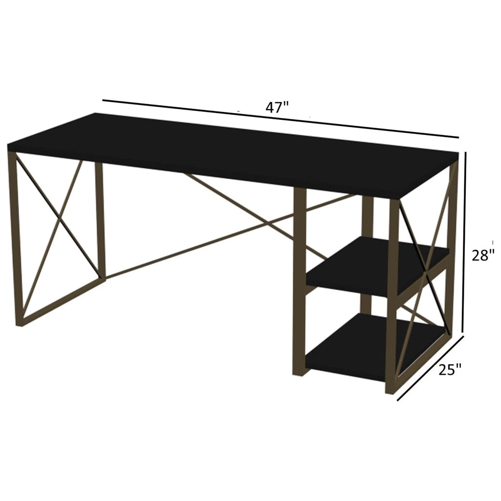 Black 47" Wooden Top Writing and Computer Desk M790