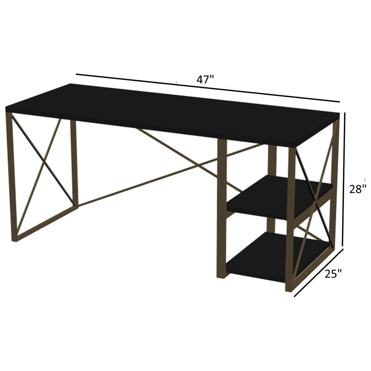 Black 47" Wooden Top Writing and Computer Desk M790