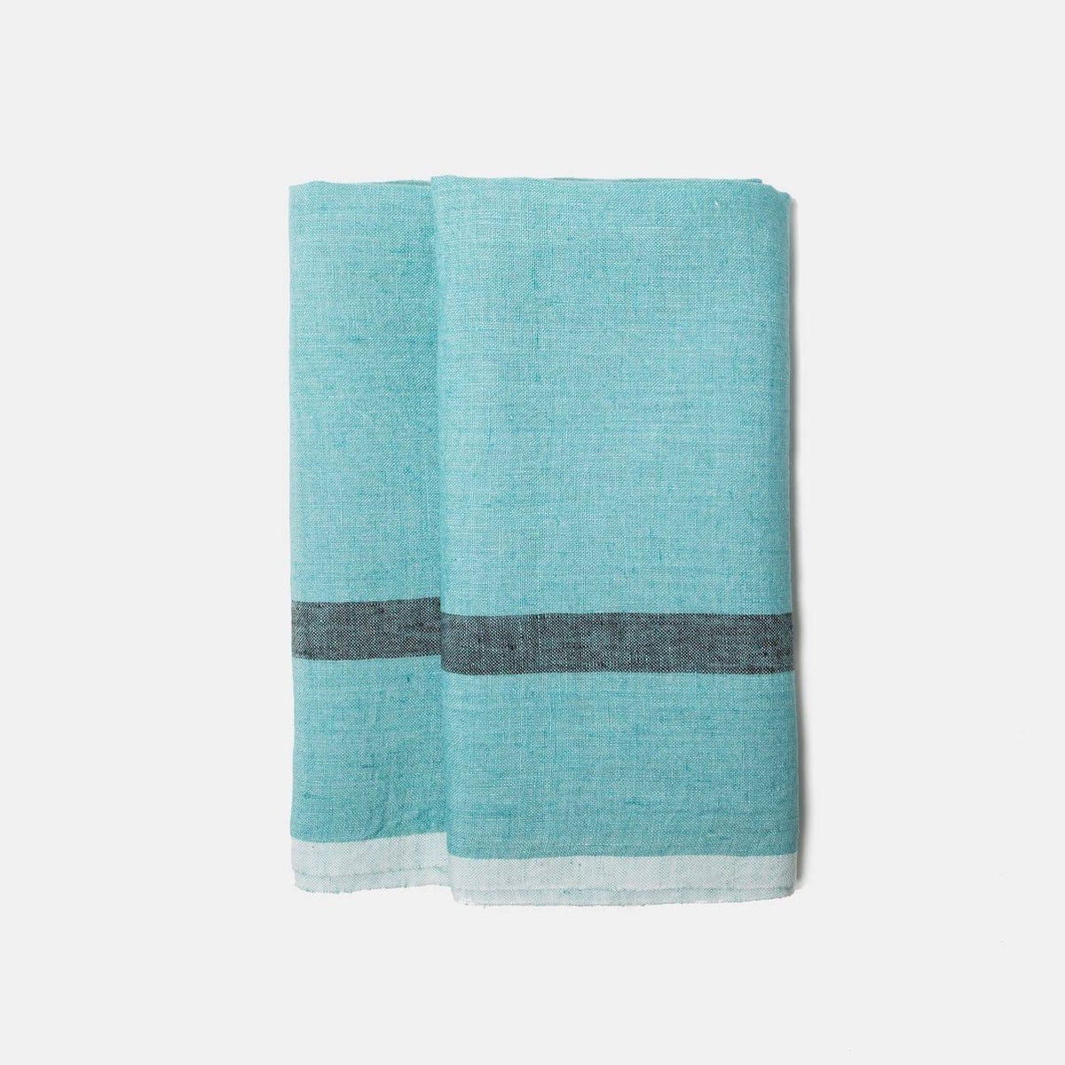 Aqua & Charcoal Linen Napkins, Set of 4 E633